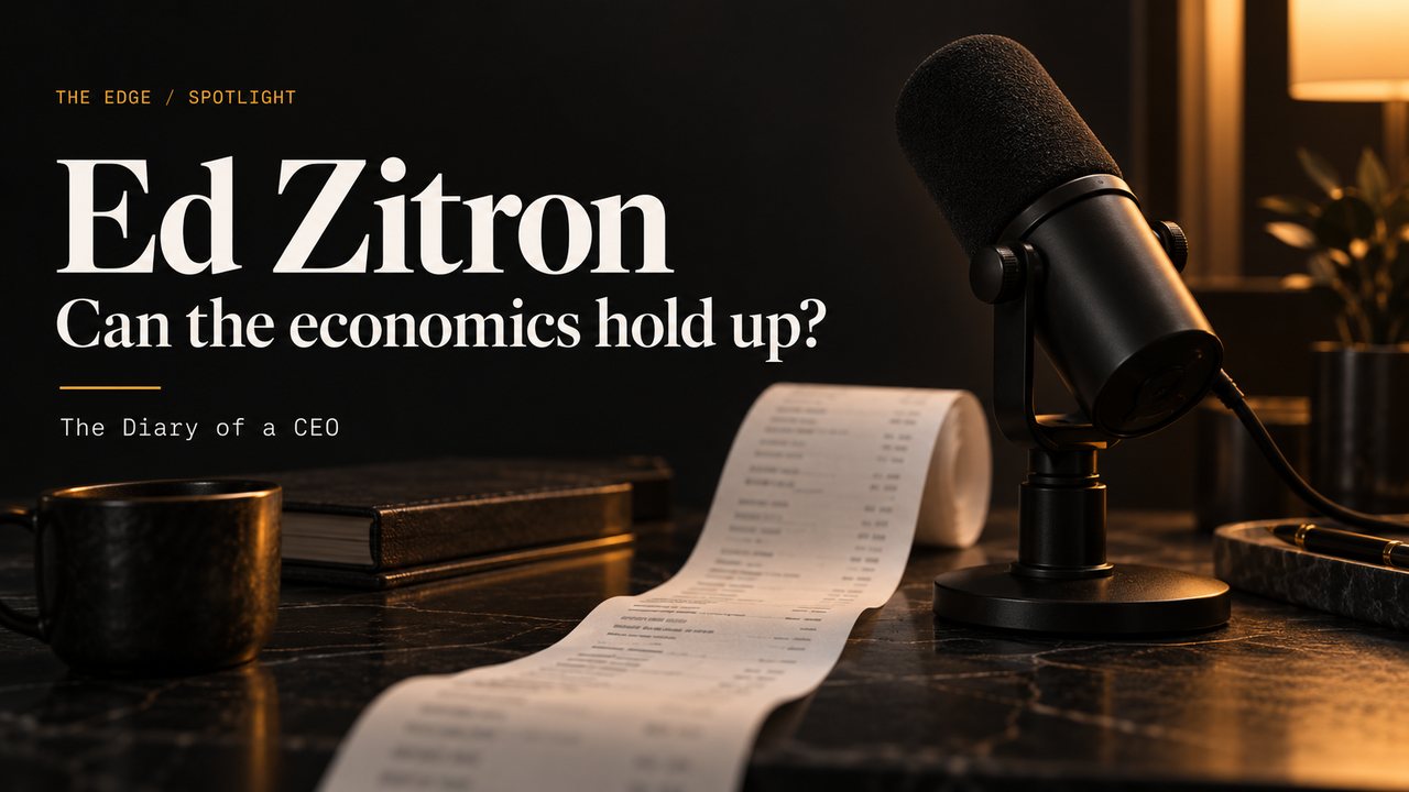 Ed Zitron: Can the economics hold up? An editorial illustration of a microphone and expense receipt.